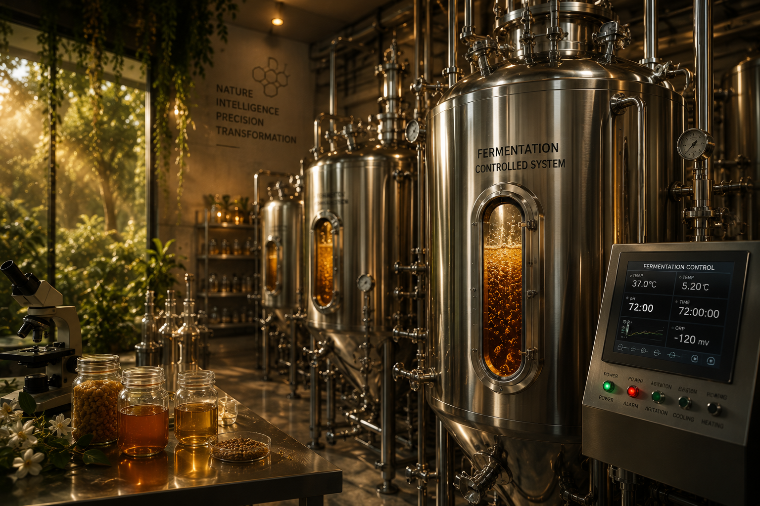 Controlled fermentation system with stainless steel vessels