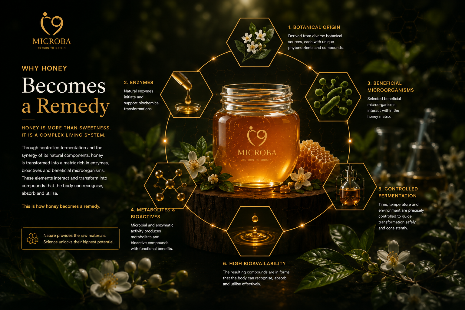 Why honey becomes biologically meaningful within formulation