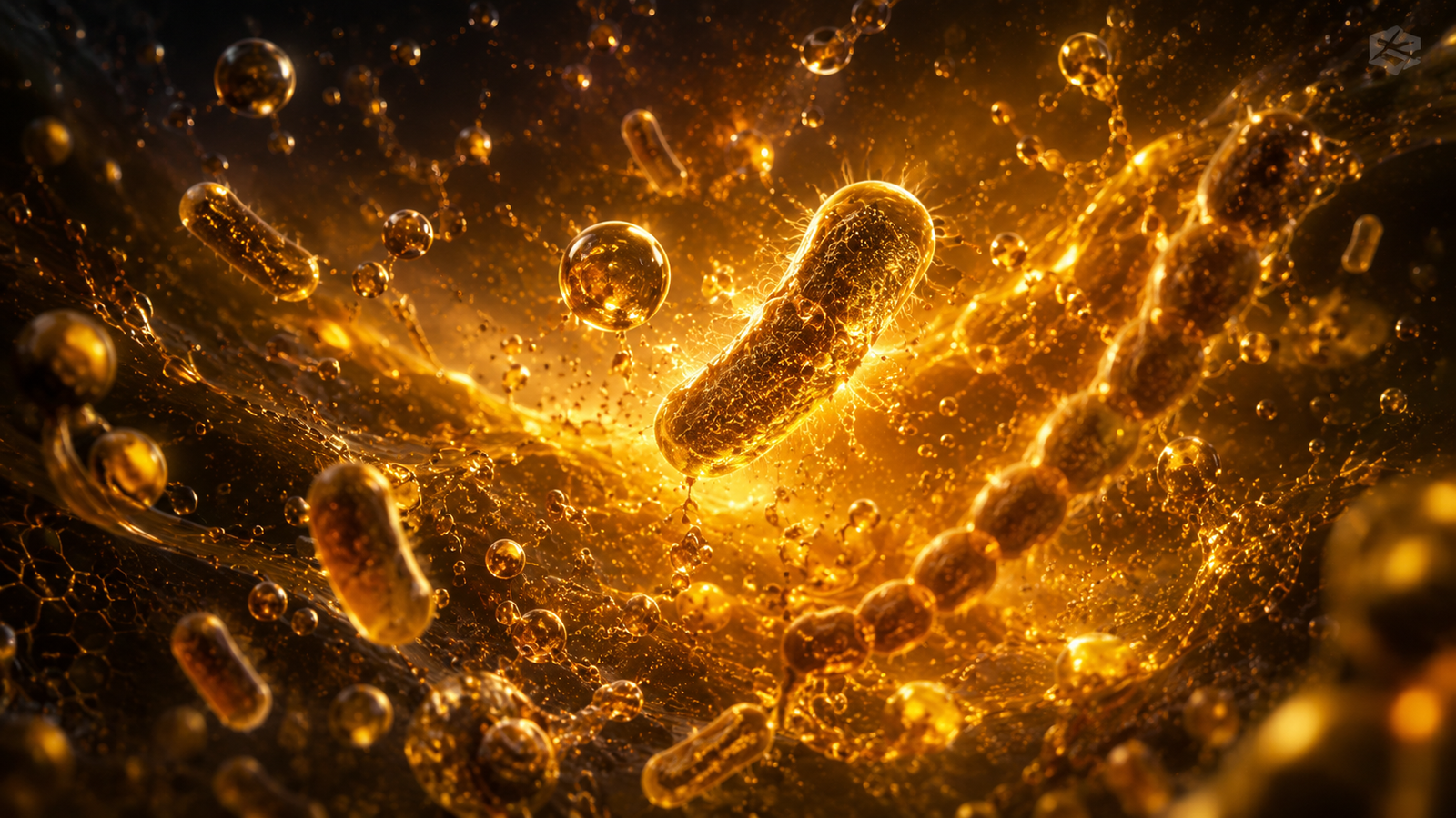Golden active fermentation representing the MICROBA perspective of Awaken.