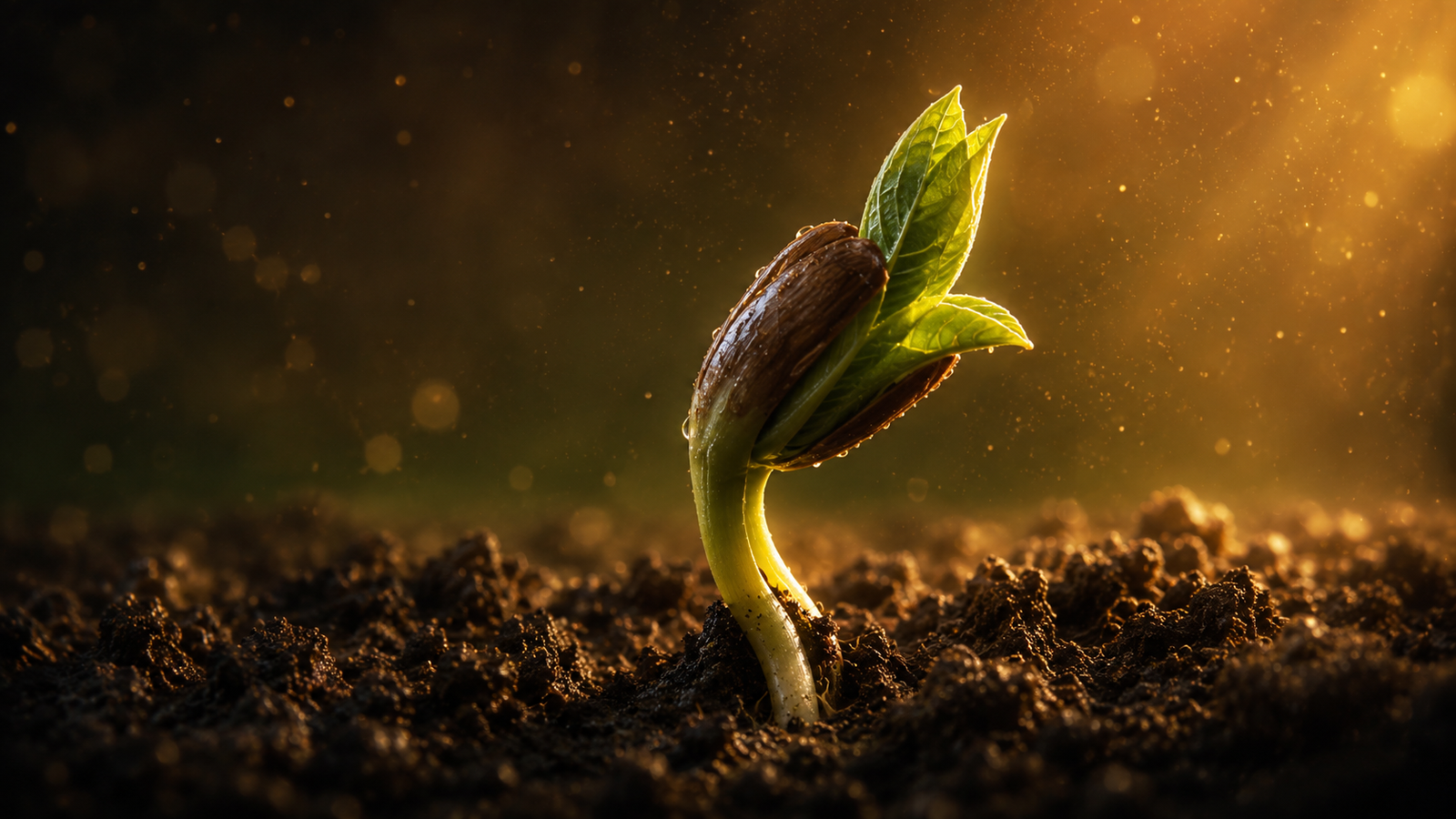 A germinating seed sending out new life representing the Plant perspective of Awaken.