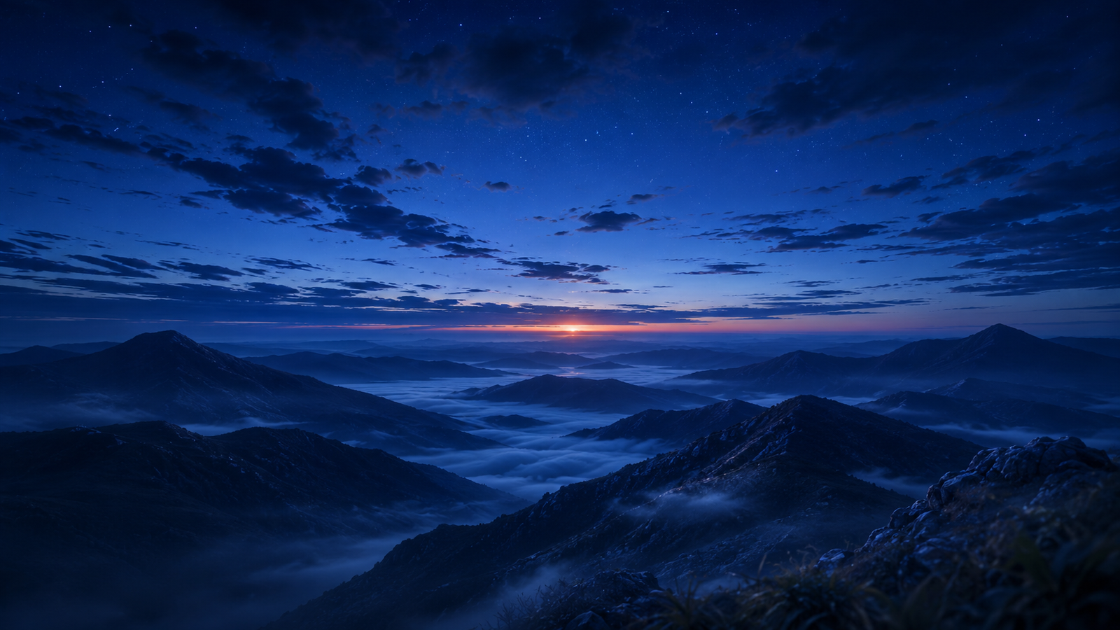 Blue dawn and first light representing the Universe perspective of Awaken.