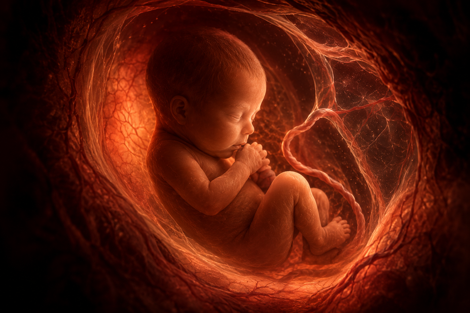 A developing human fetus within the womb representing the Human perspective of Dormancy.