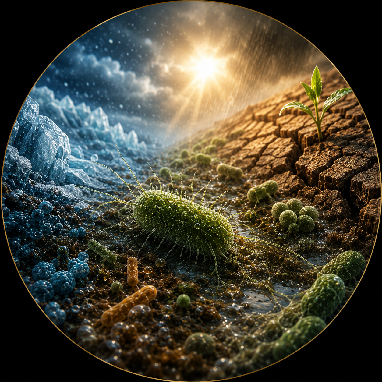 Microbial life persisting across changing cold, wet and dry environmental conditions