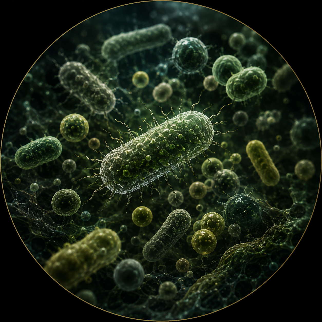 Diverse microorganisms in a microscopic living community