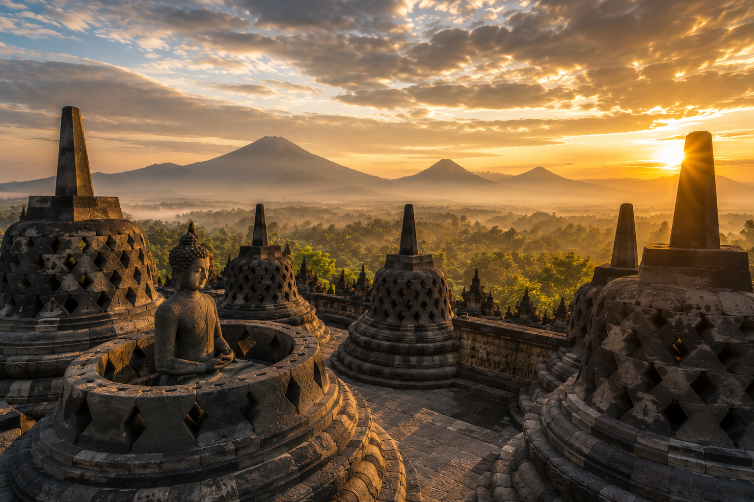 Borobudur stone stupas