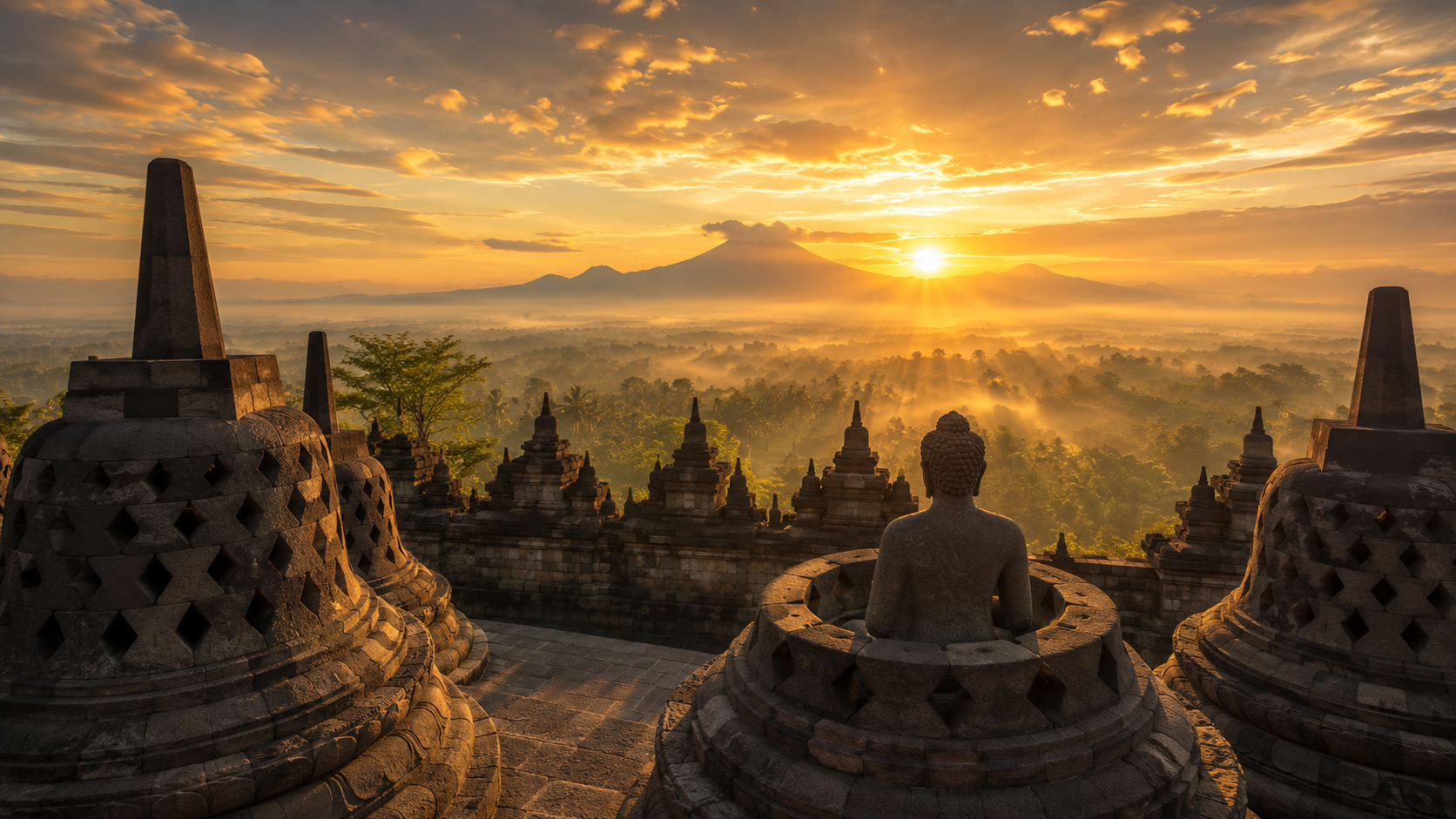 Borobudur at sunrise, the beginning of the MICROBA journey