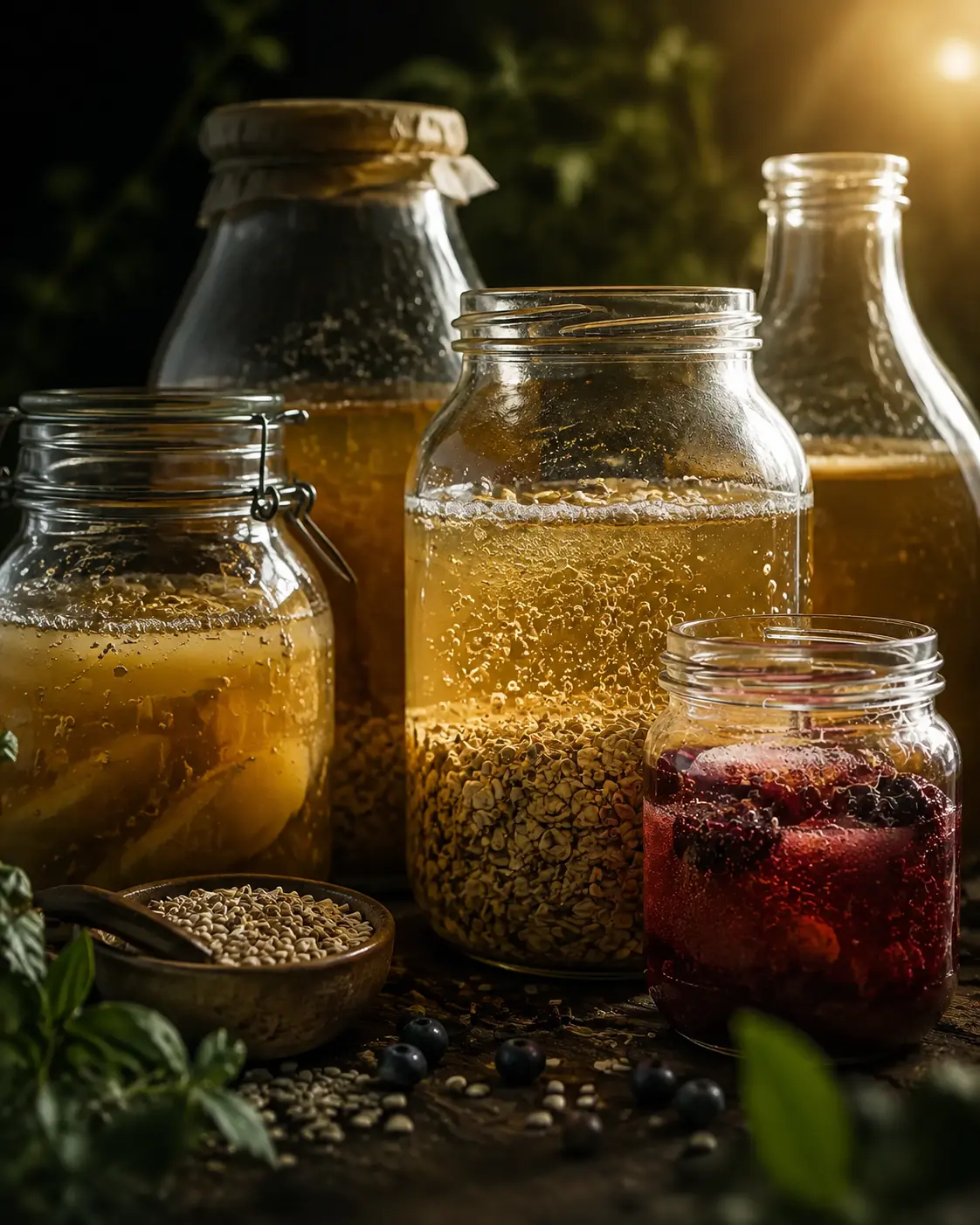 Natural fermentation vessels in a warm forest laboratory setting